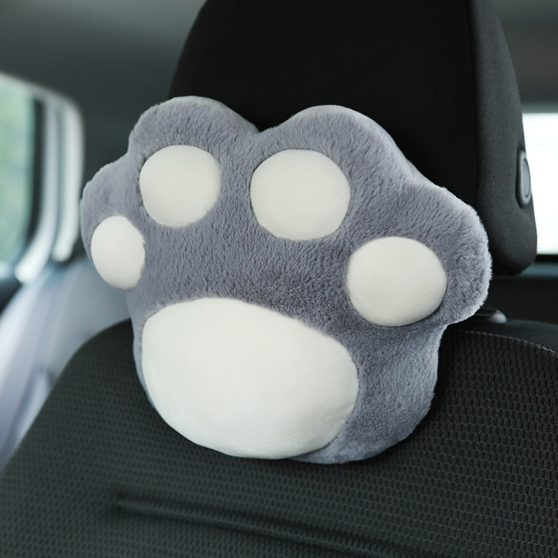 Cute Cat Paw Car Accessories – Plush Seat Belt & Headrest