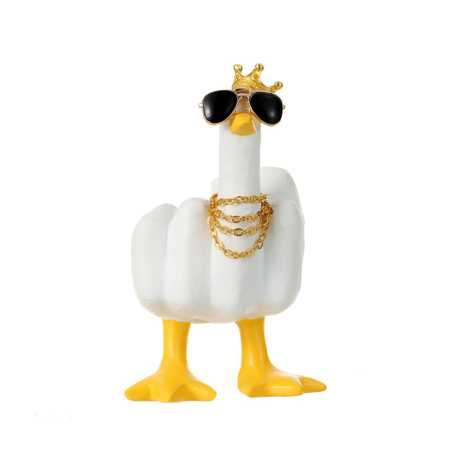 Edgy Duck Middle Finger Car Ornament – Sunglasses & Crown