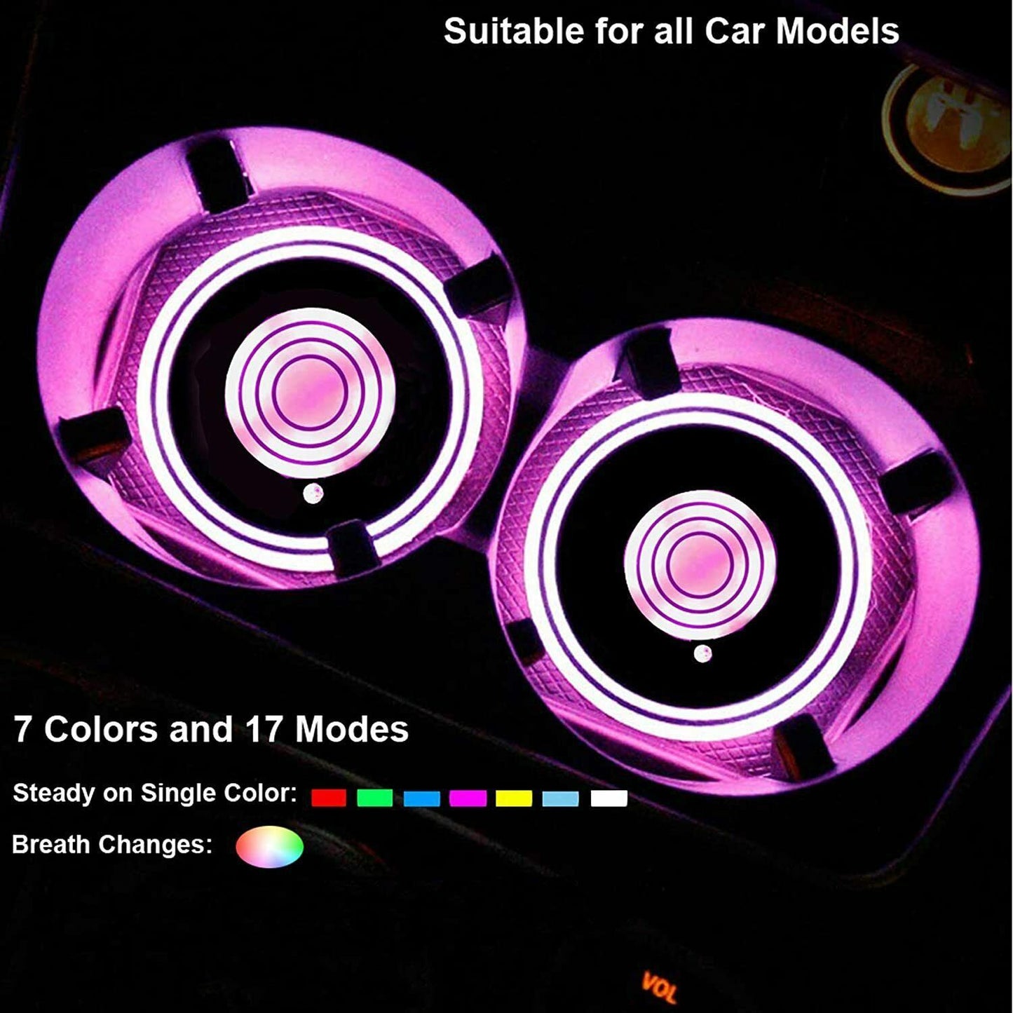 USB LED Car Cup Holder Mat – Illuminated Water Effect