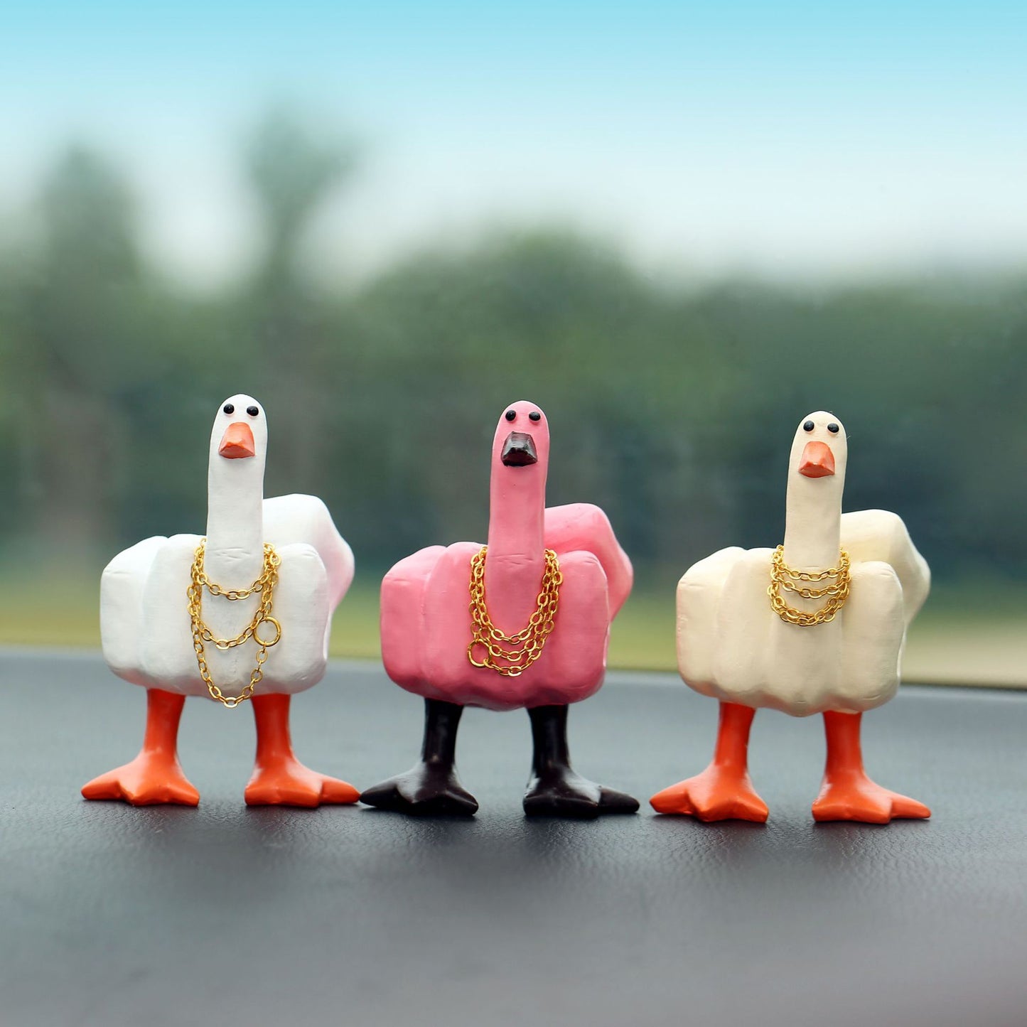 Edgy Duck Middle Finger Car Ornament – Sunglasses & Crown
