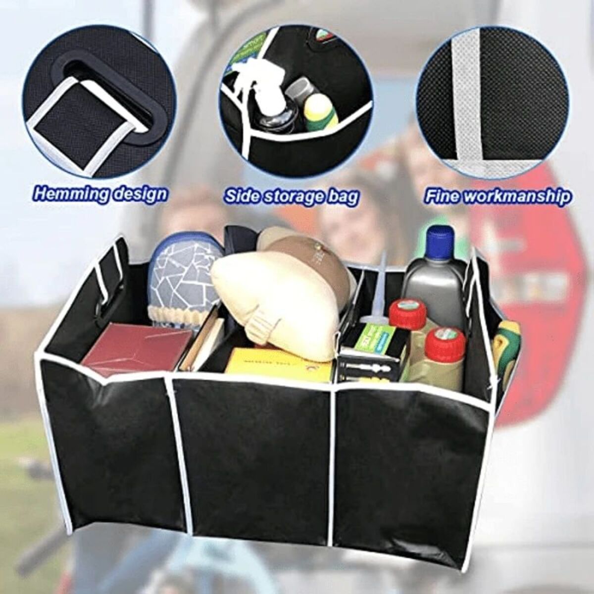 Foldable Car Trunk Organizer with Large Storage Capacity